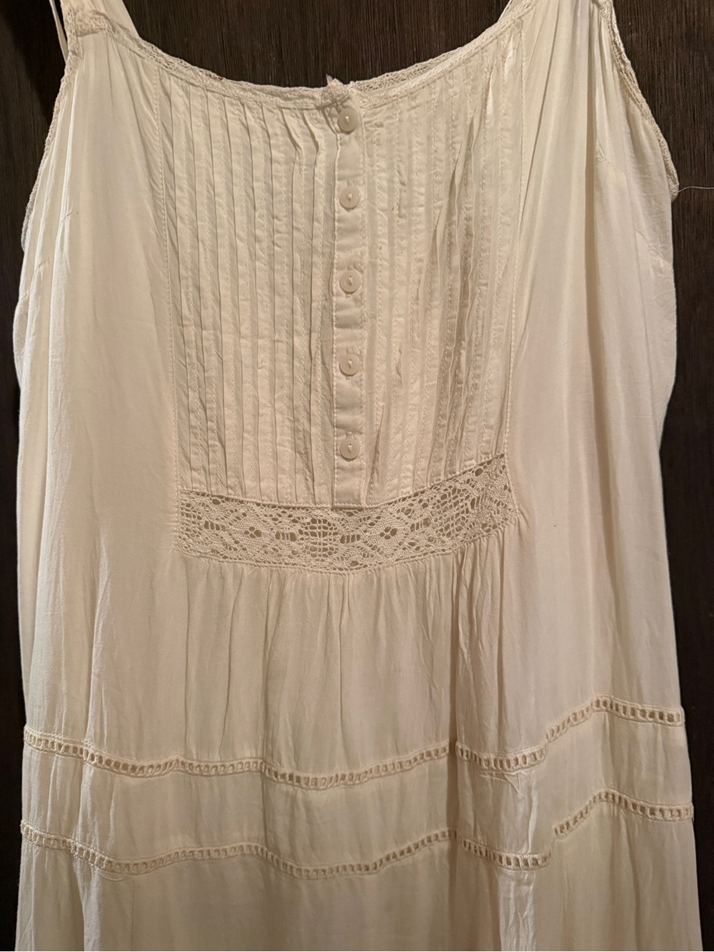 Casual Off-White Maxi Sundress with Lace Detail - Picture 2 of 7